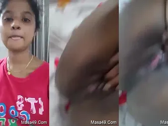 Beautiful Desi Female flaunts her niggardly pussy close by the addition of tantalizes close by her tongue